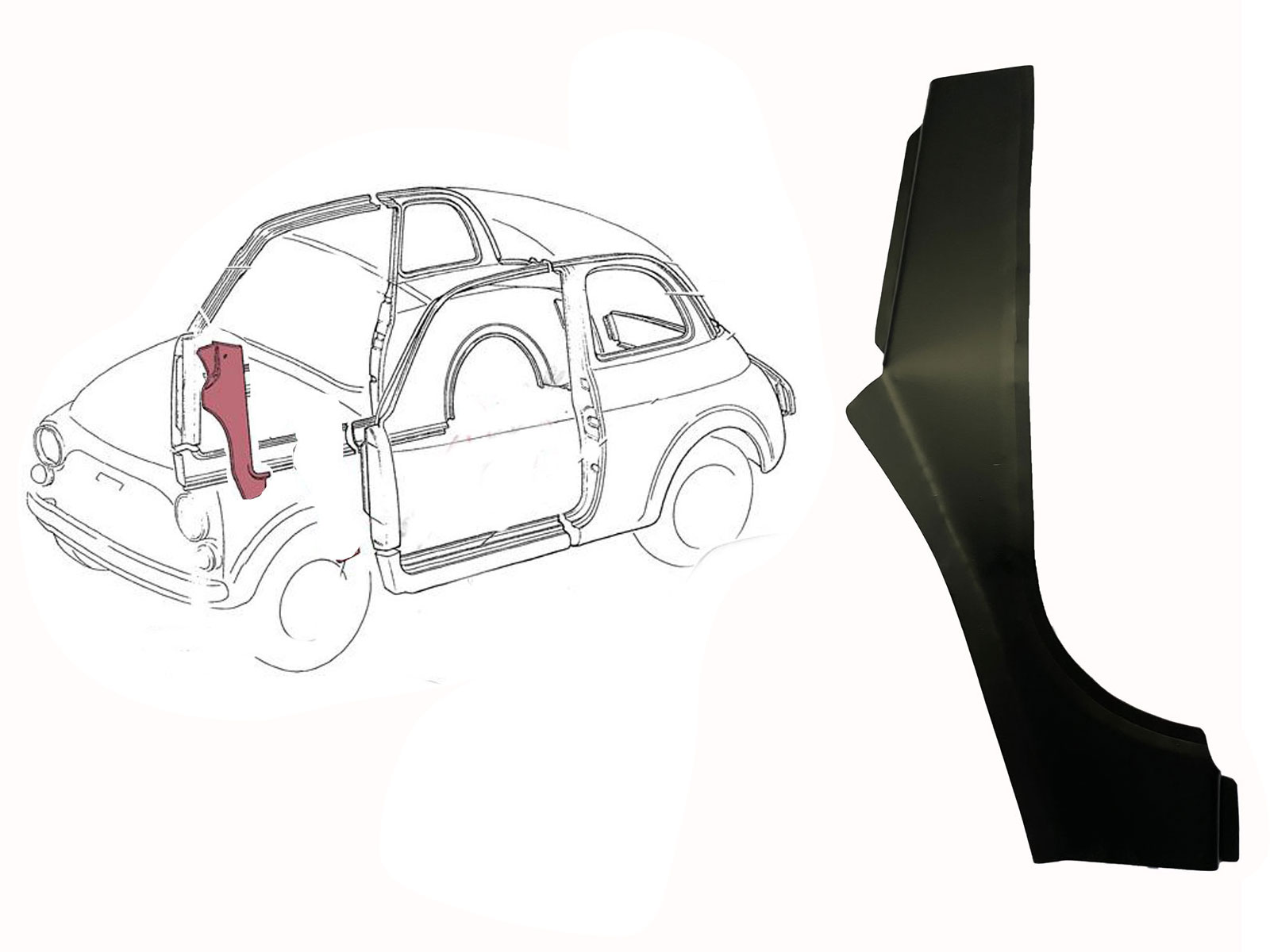 montante interno porta dx Fiat 500 D