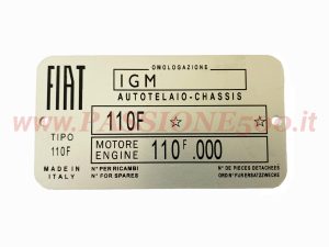 targhetta telaio fiat 500 F