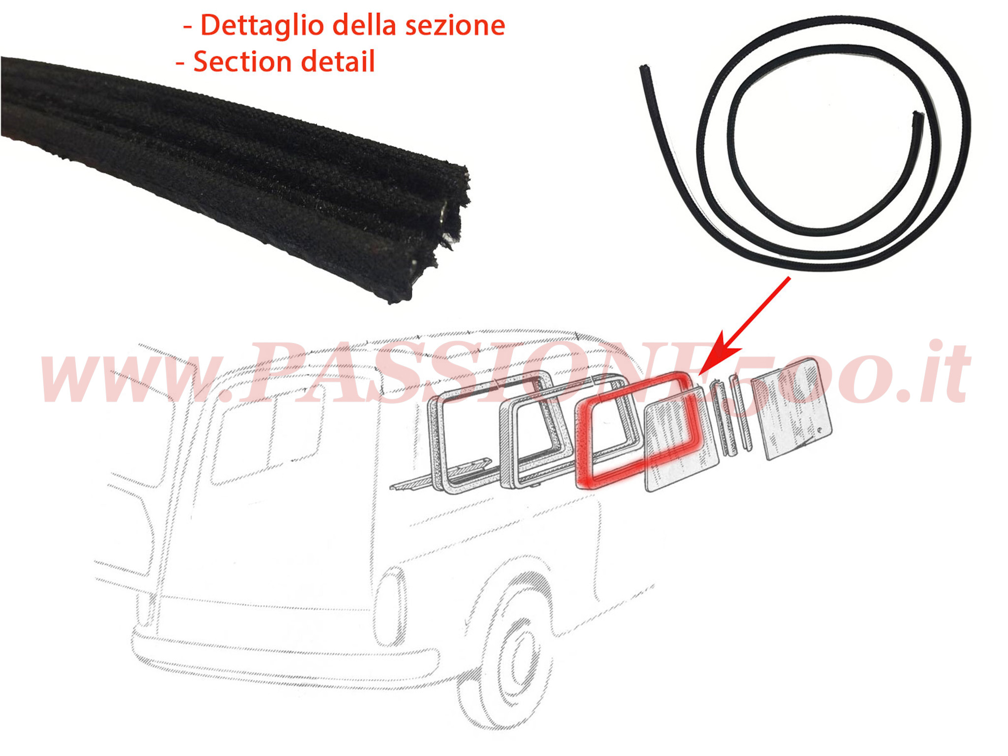 canalino vetri scorrevoli fiat 500