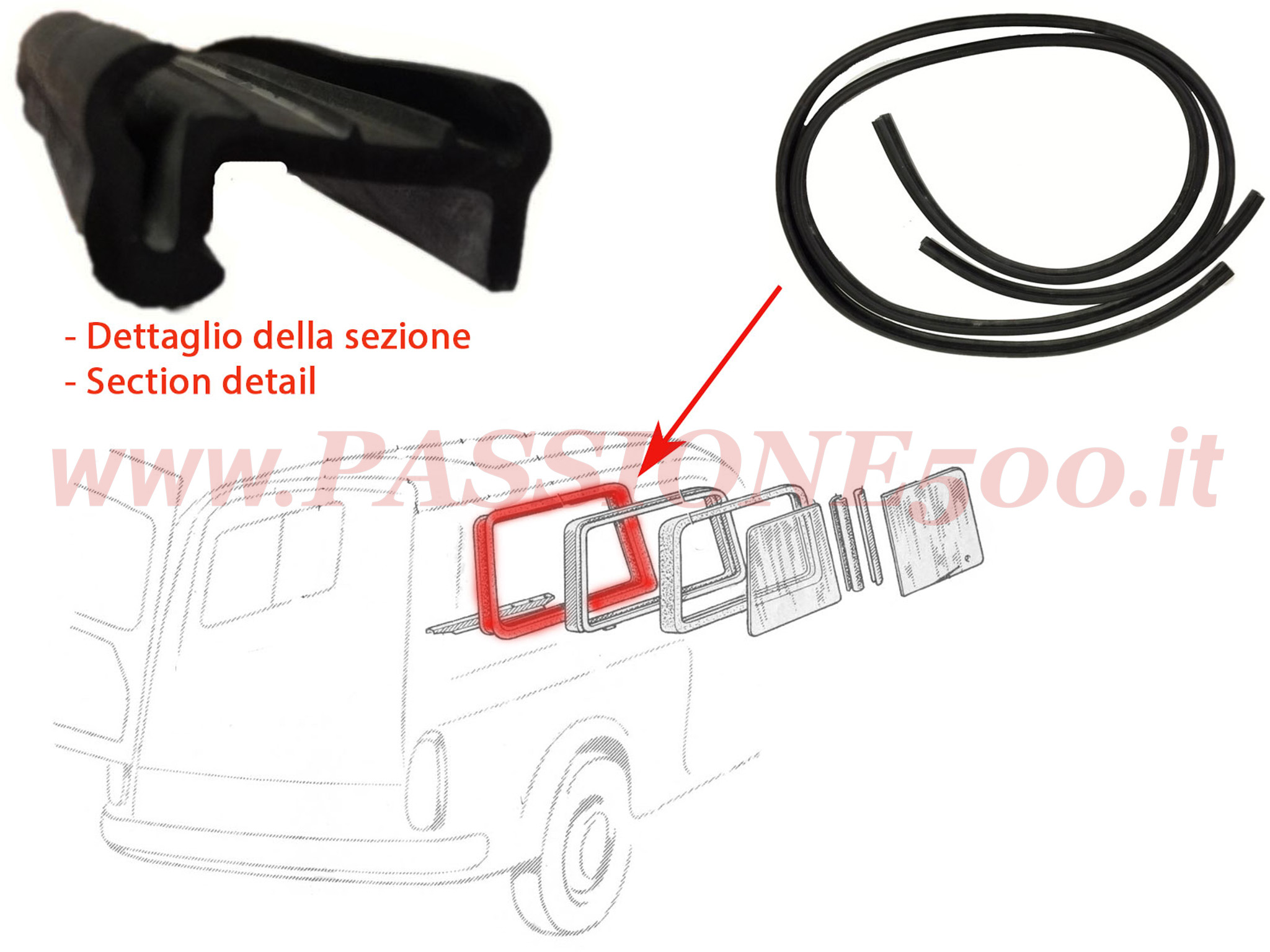 guarnizione base vetri scorrevoli fiat 500