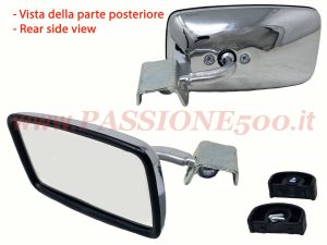 specchio morsetto metallo cromato Fiat 500
