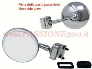 specchio morsetto metallo cromato Fiat 500