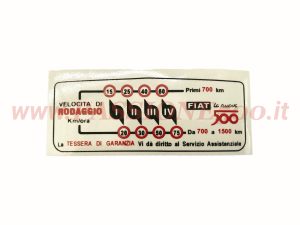 adesivo rodaggio fiat 500 N