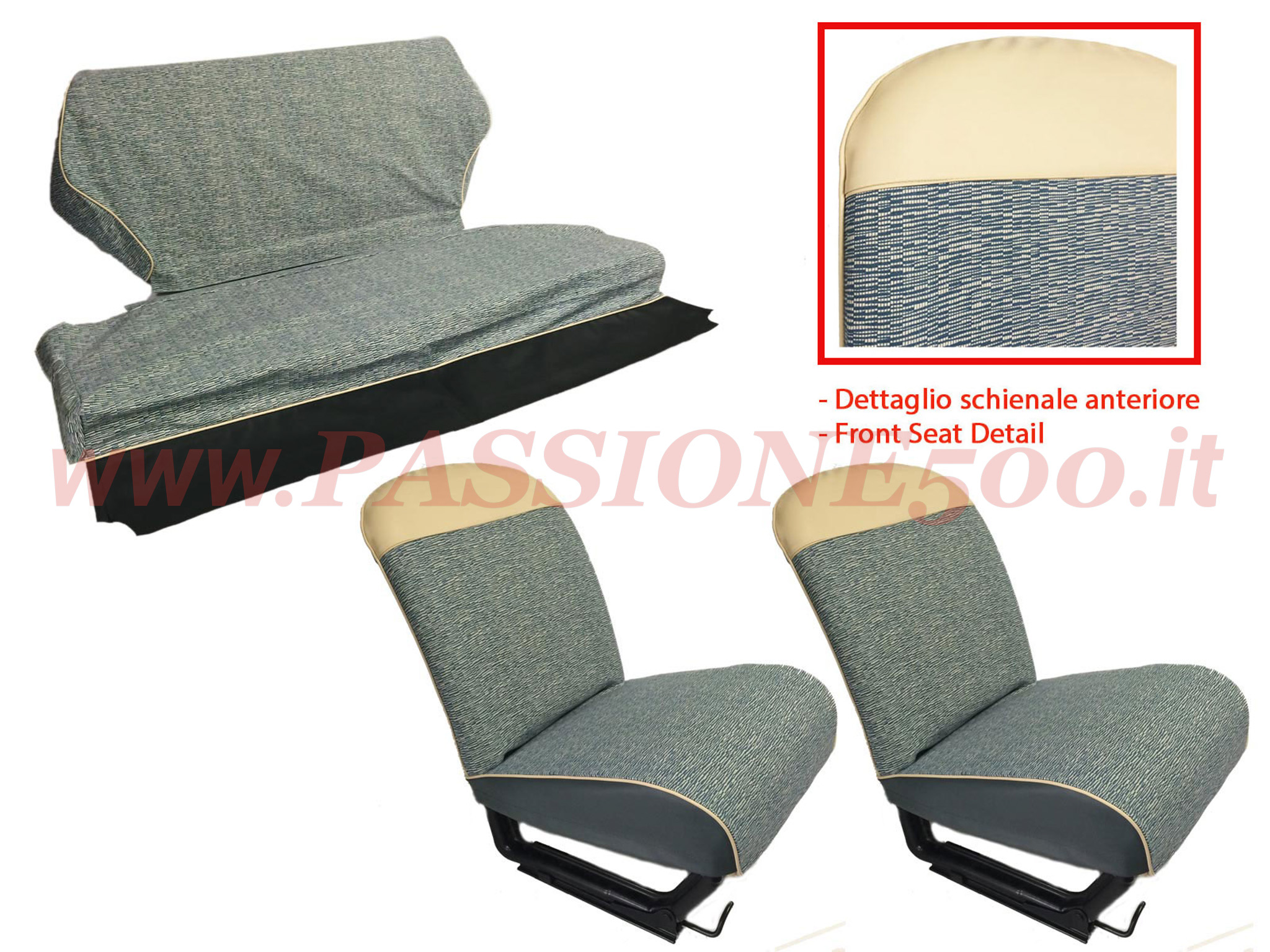 selleria tessuto striato blu Fiat 500 F