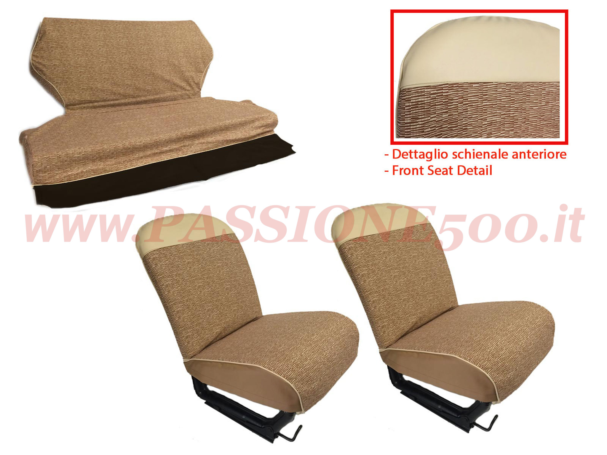 selleria tessuto striato marrone Fiat 500 D