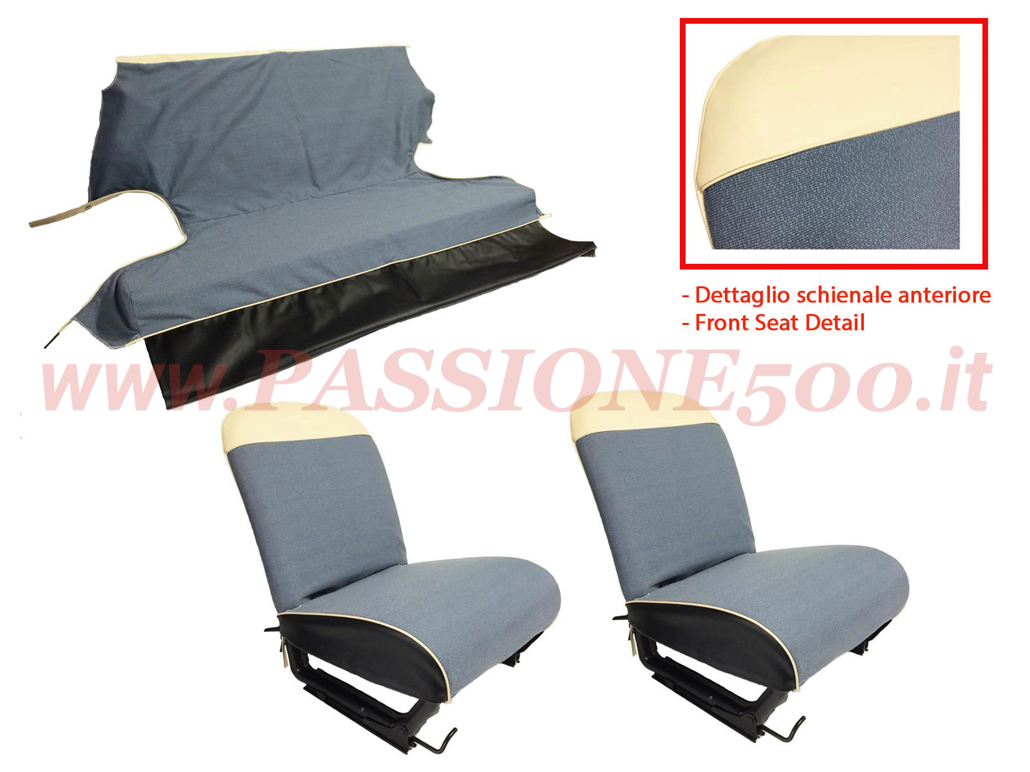 selleria tessuto blu Fiat 500 D