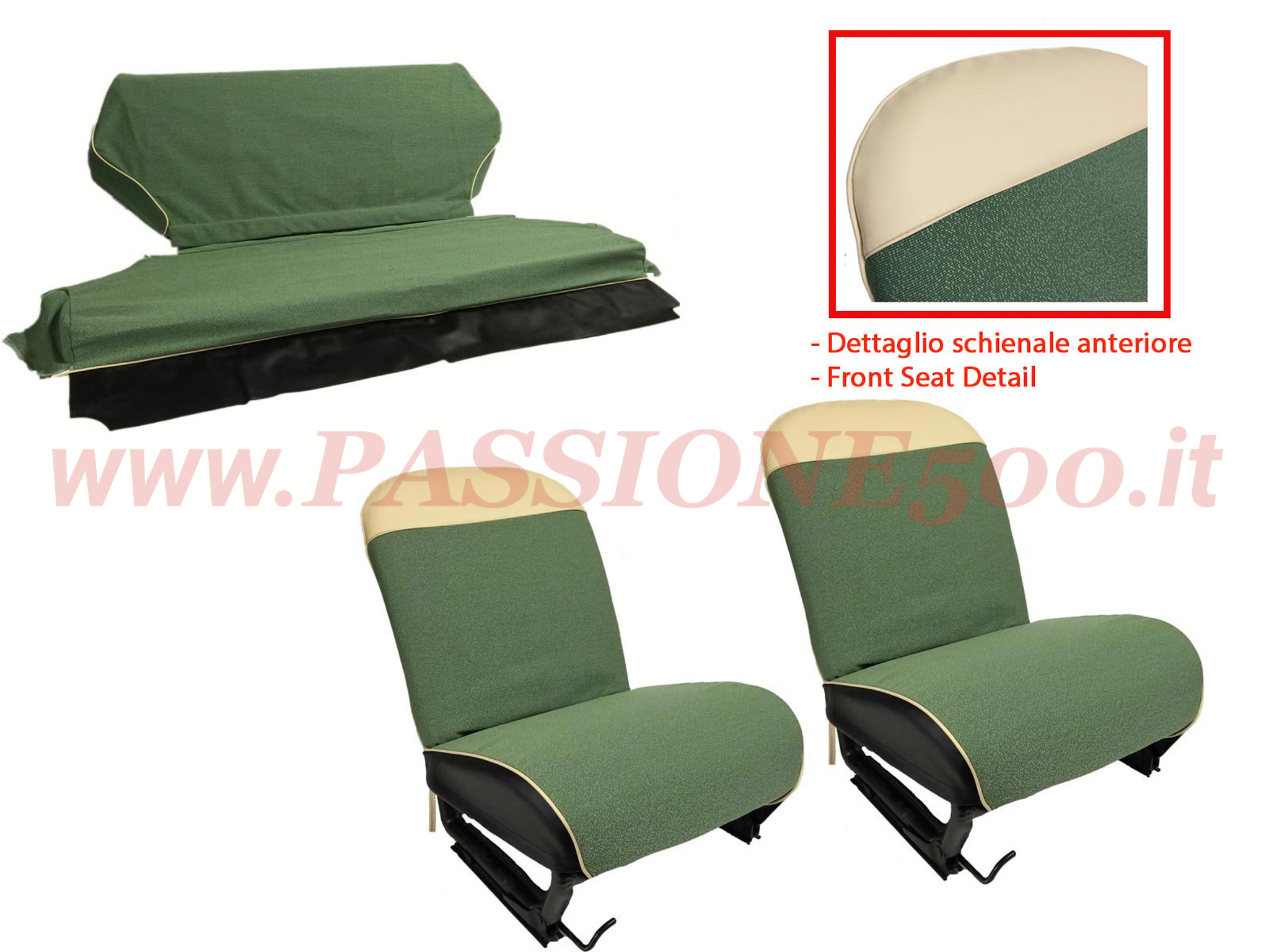 selleria tessuto verde Fiat 500 D