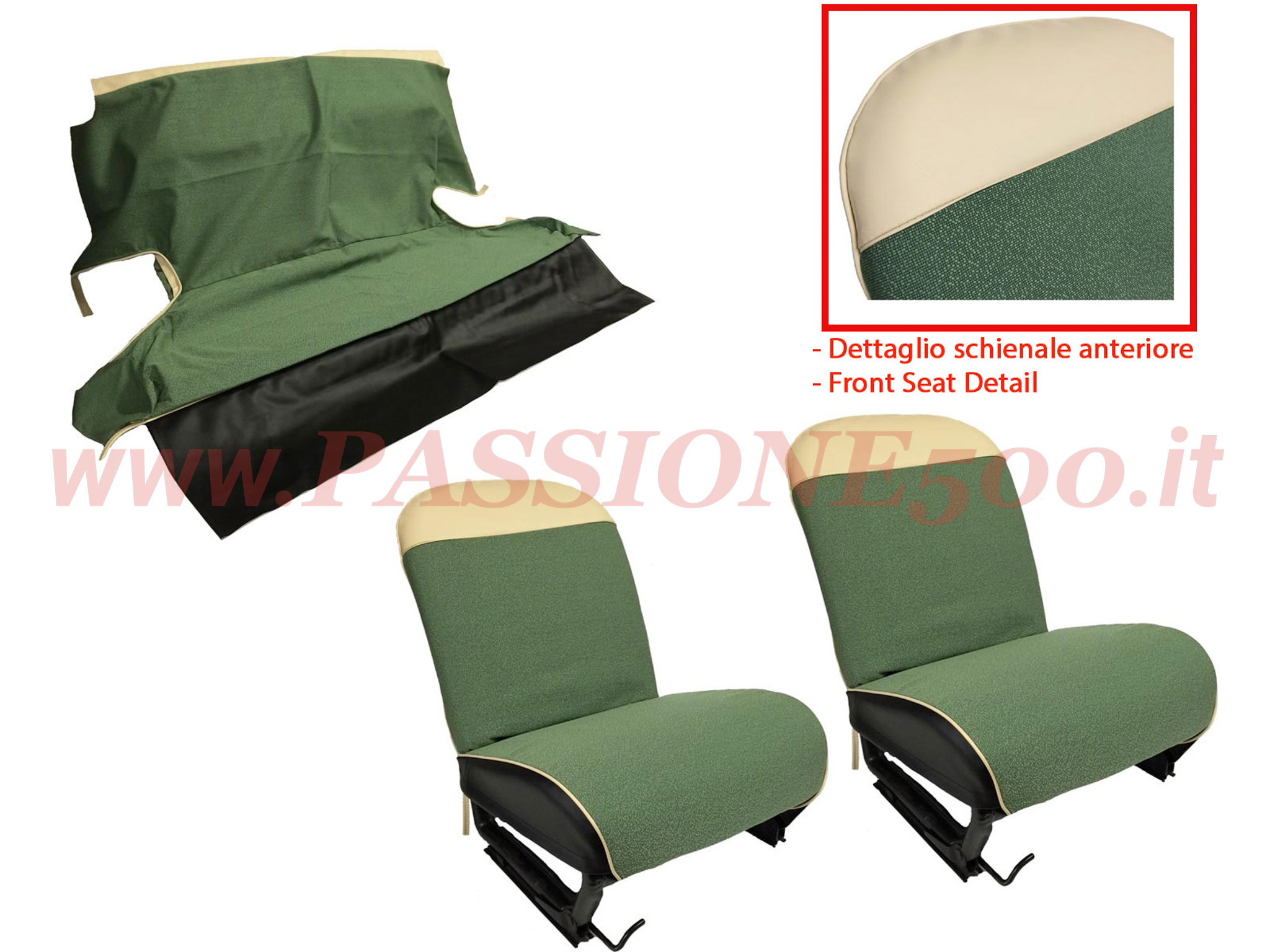 selleria tessuto verde Fiat 500 N