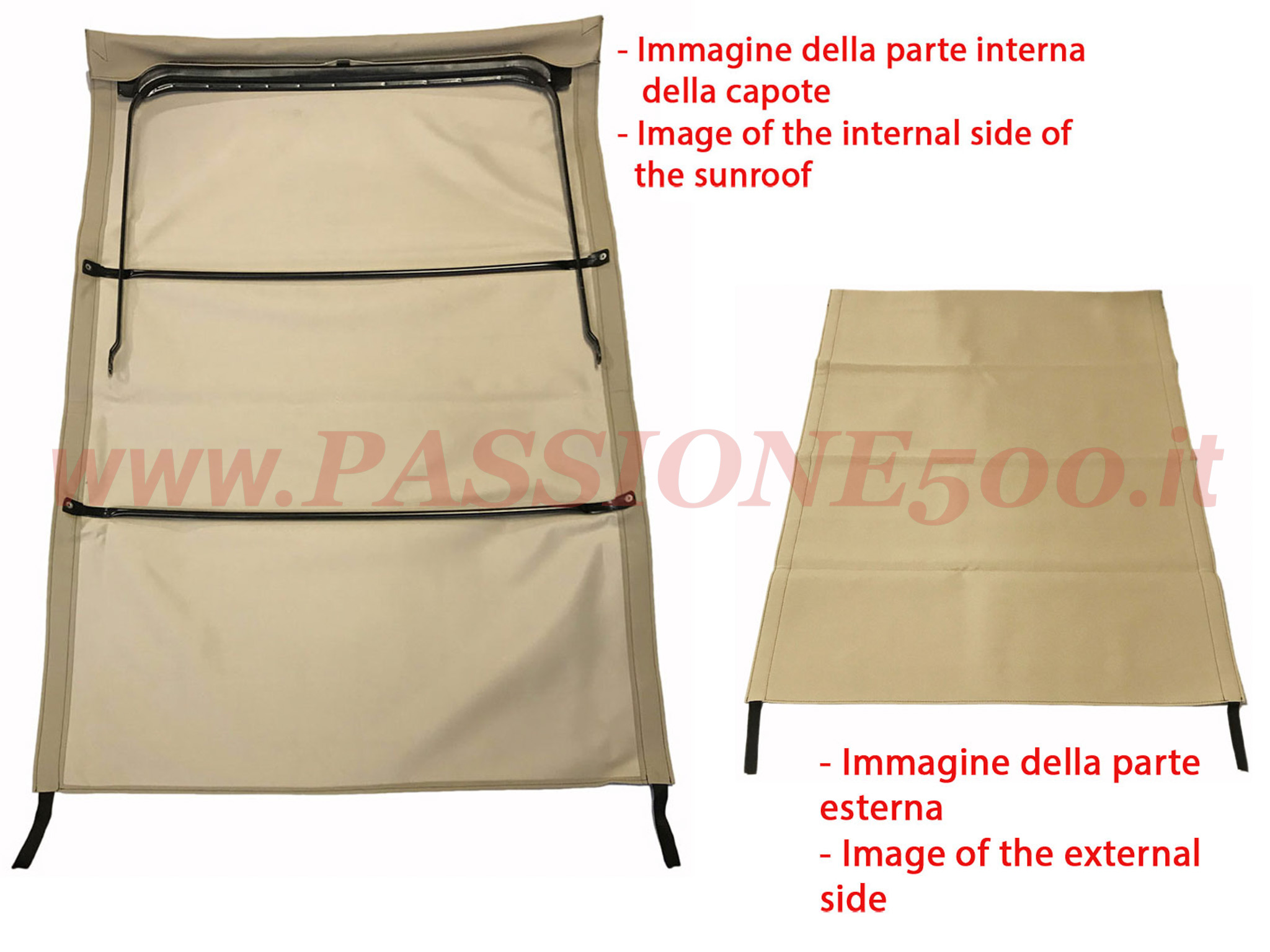 capote montata rosso Fiat 500 Giardiniera