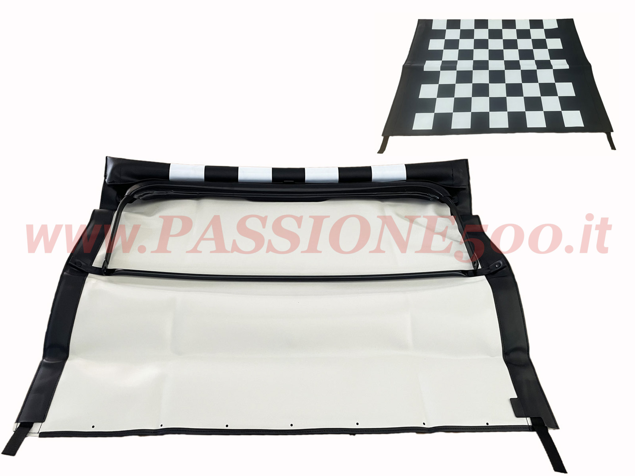 capote completa scacchi bianco nero Fiat 500