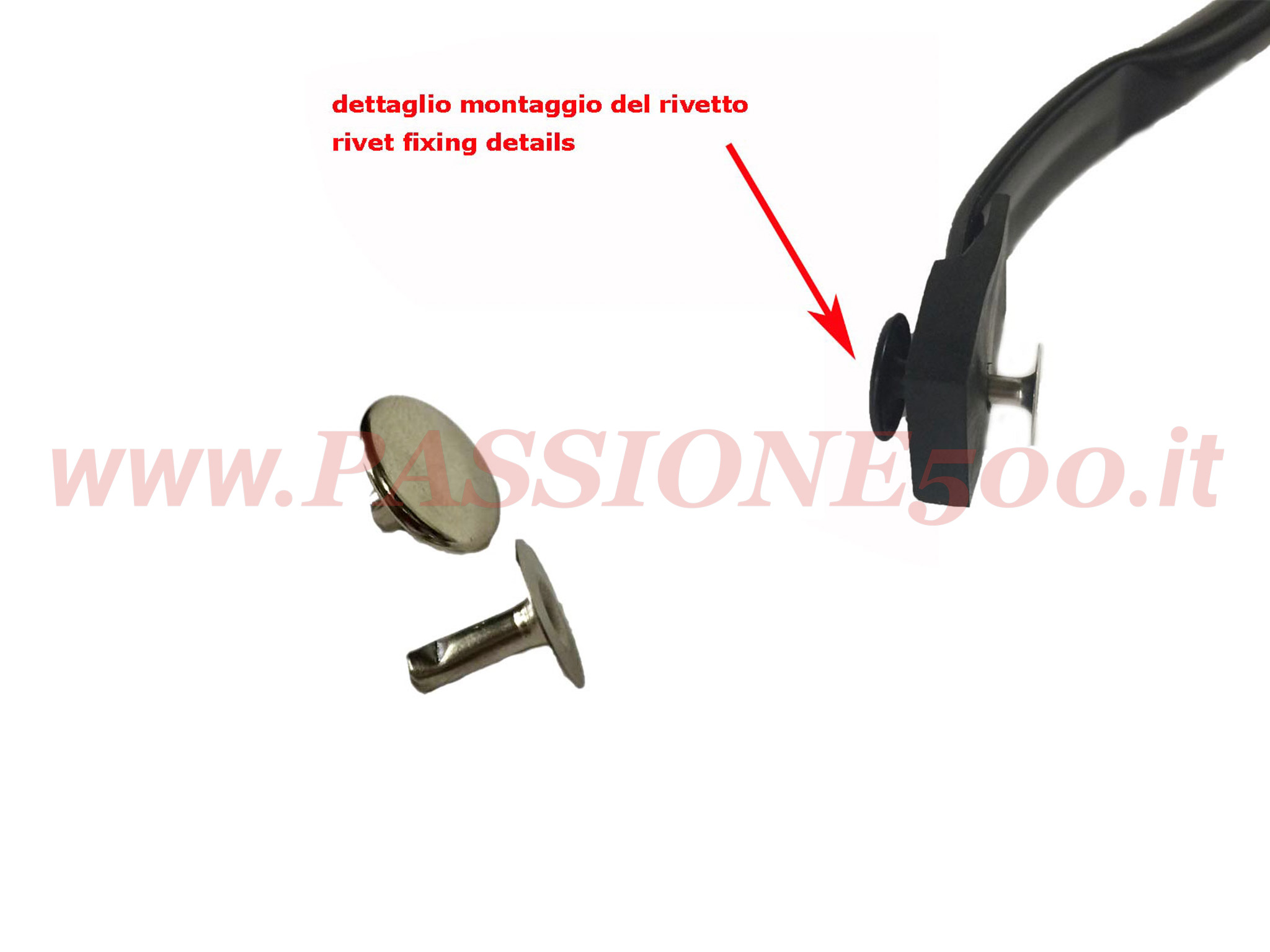 rivetto lucido fissaggio capote Fiat 500