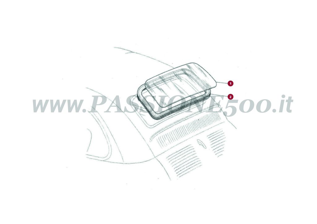 ESPLOSO 10C – Cristallo lunotto e particolari FIAT 500D