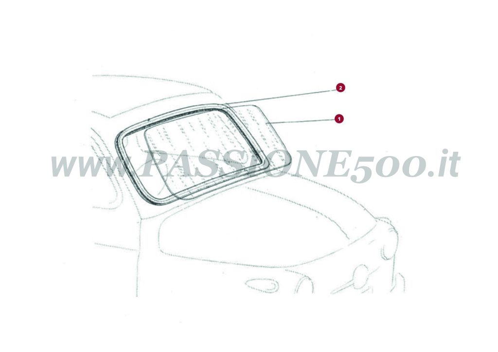 ESPLOSO 9C – Cristallo parabrezza e particolari FIAT 500D