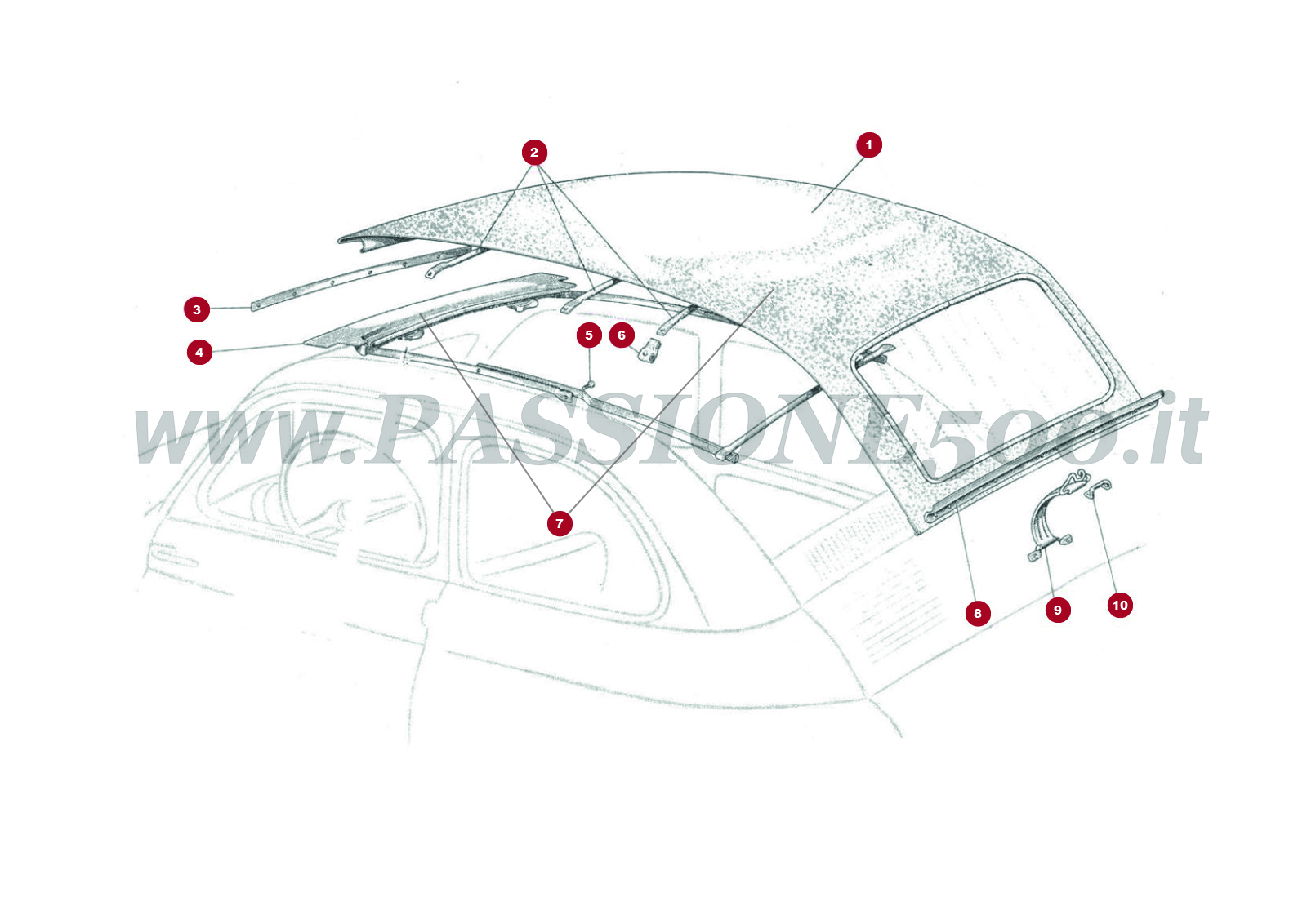 ZEICHNUNG 11C – Verdeck und sonstiges FIAT 500N Economica trasformabile