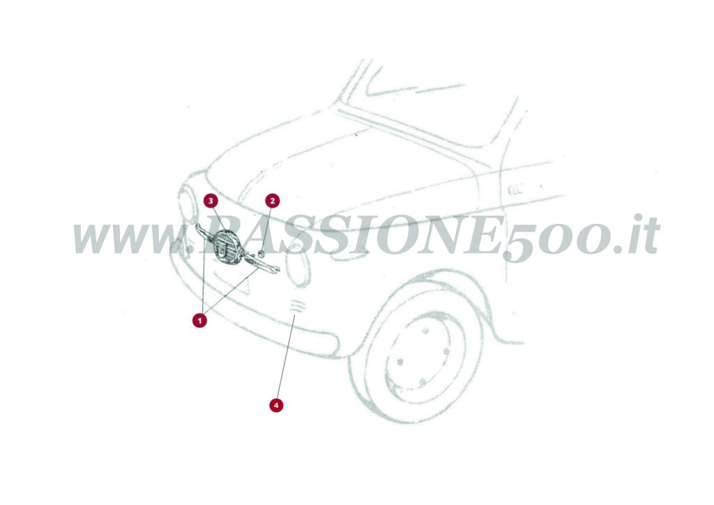ESPLOSO 13C – Fregi frontale FIAT 500D
