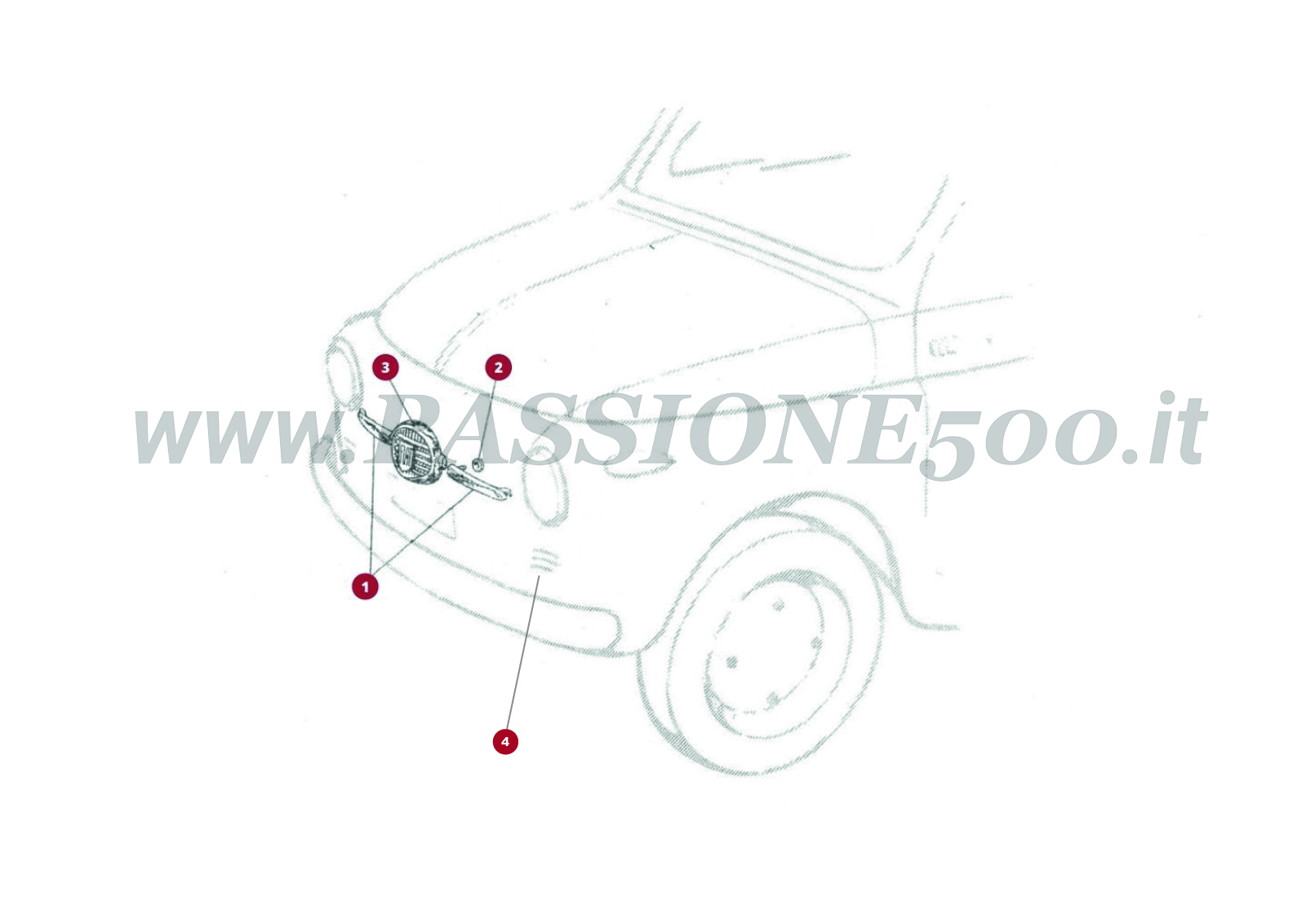 ZEICHNUNG 13C – Frontembleme FIAT 500N