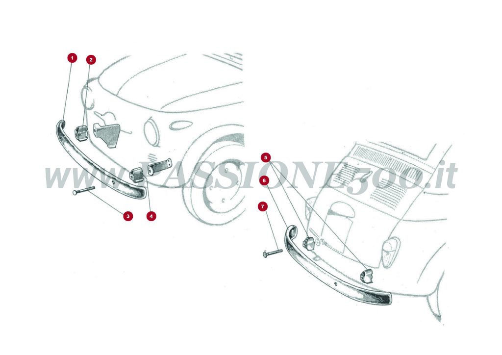 ESPLOSO 16C โ Paraurti e particolari FIAT 500D