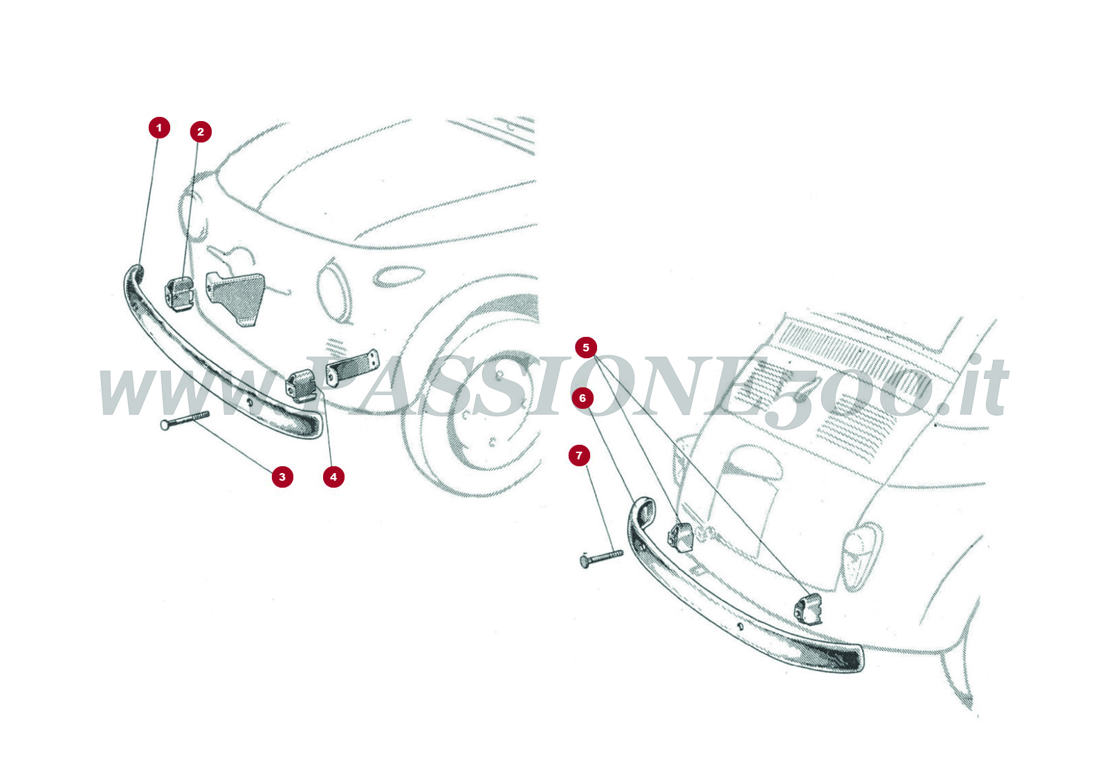 VUE EN ÈCLATÈ 16C – Pare-chocs et particulier FIAT 500D