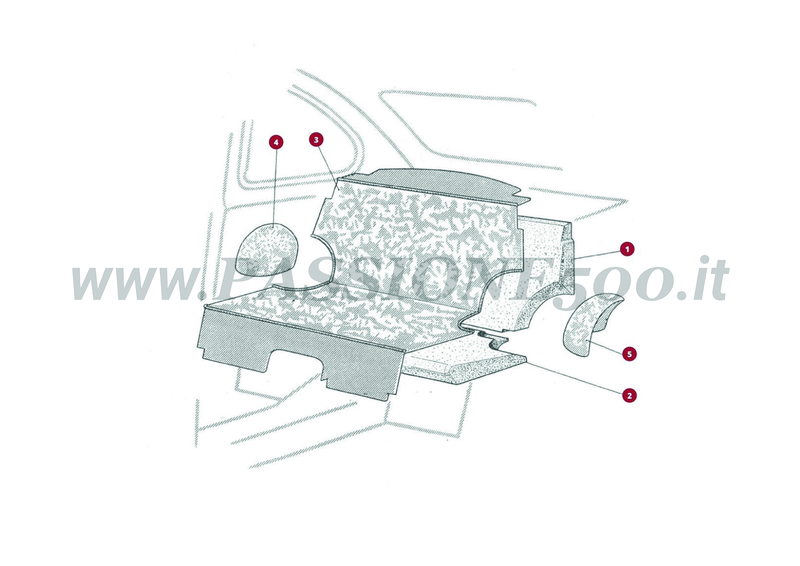 DISEGNO 20C – Sedile posteriore e particolari FIAT 500N