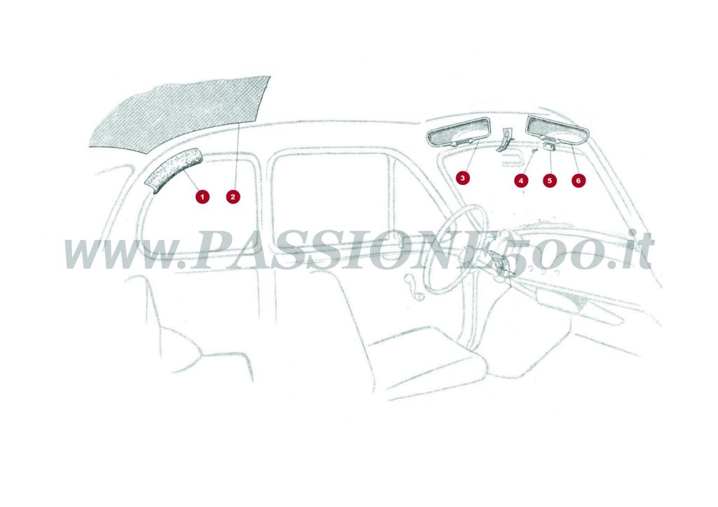 VUE EN ÈCLATÈ 21C/1 – Détail Intérieur FIAT 500N Normale tetto apribile