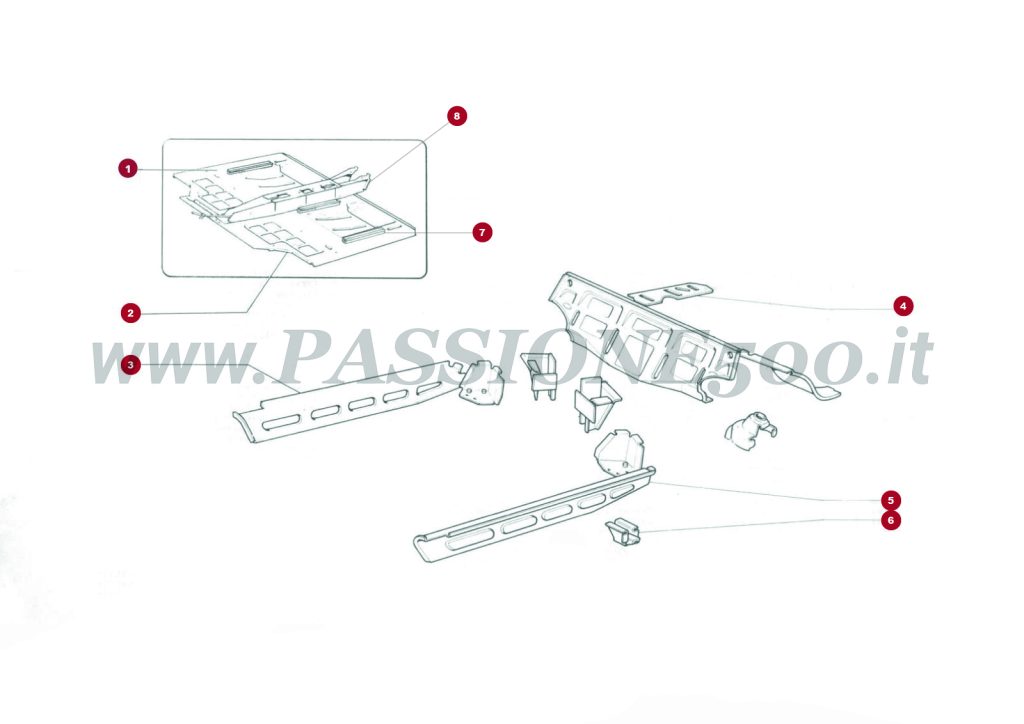VUE EN ÈCLATÈ 3C – Plancher central et particulier FIAT 500F