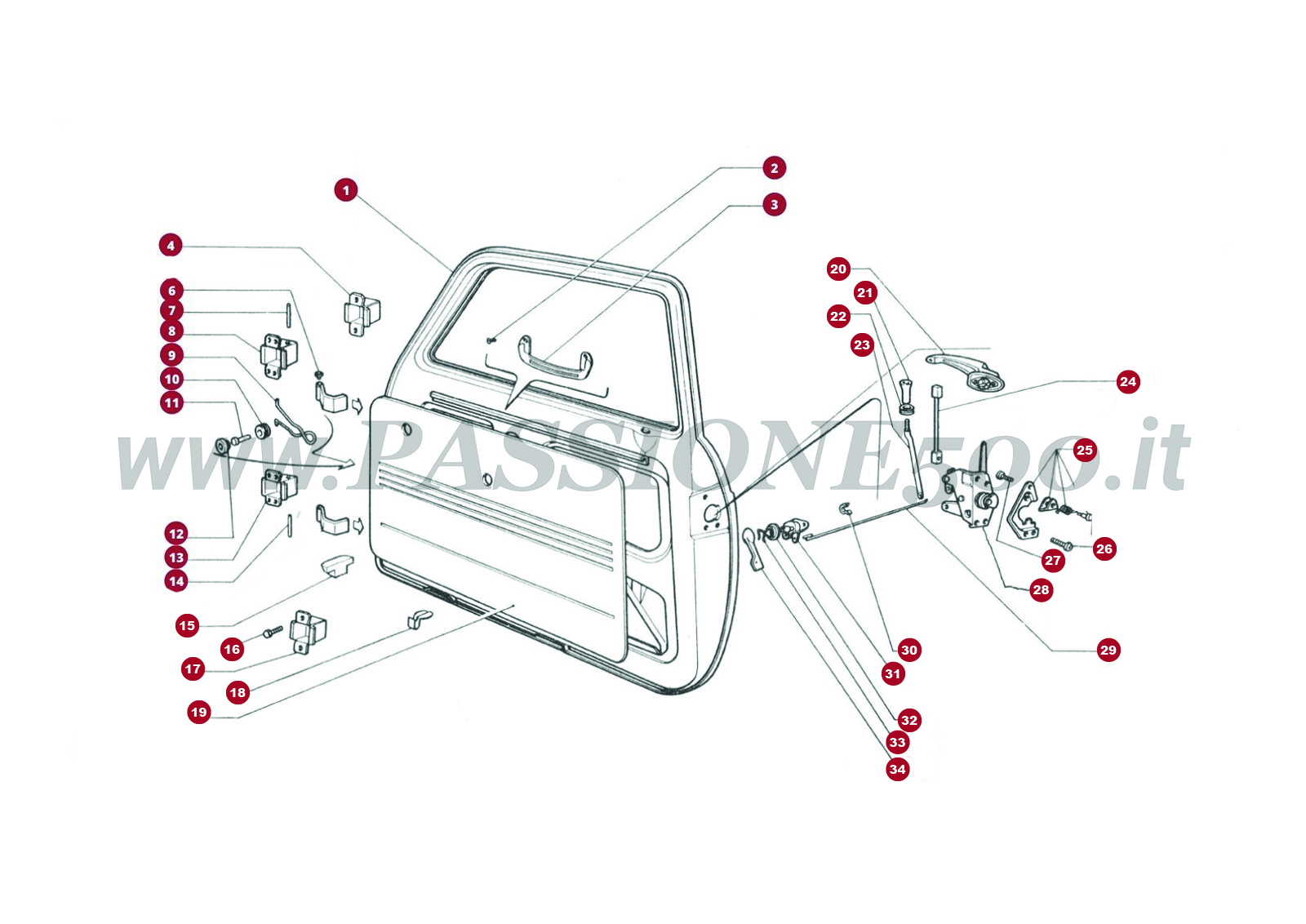 ESPLOSO 7C/1 – Porta e particolari FIAT 500F