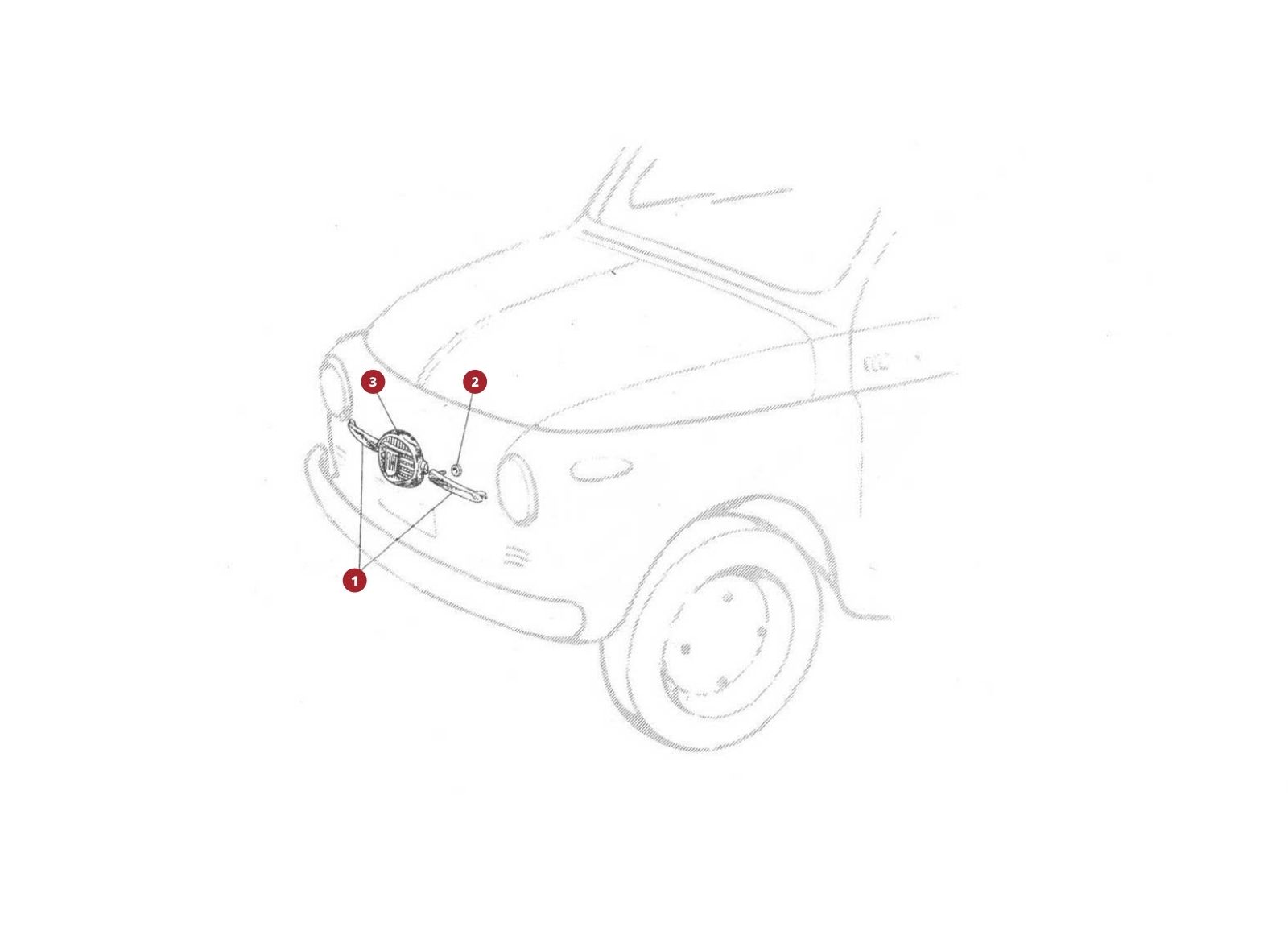 ESPLOSO 13C – Fregi frontale FIAT 500D