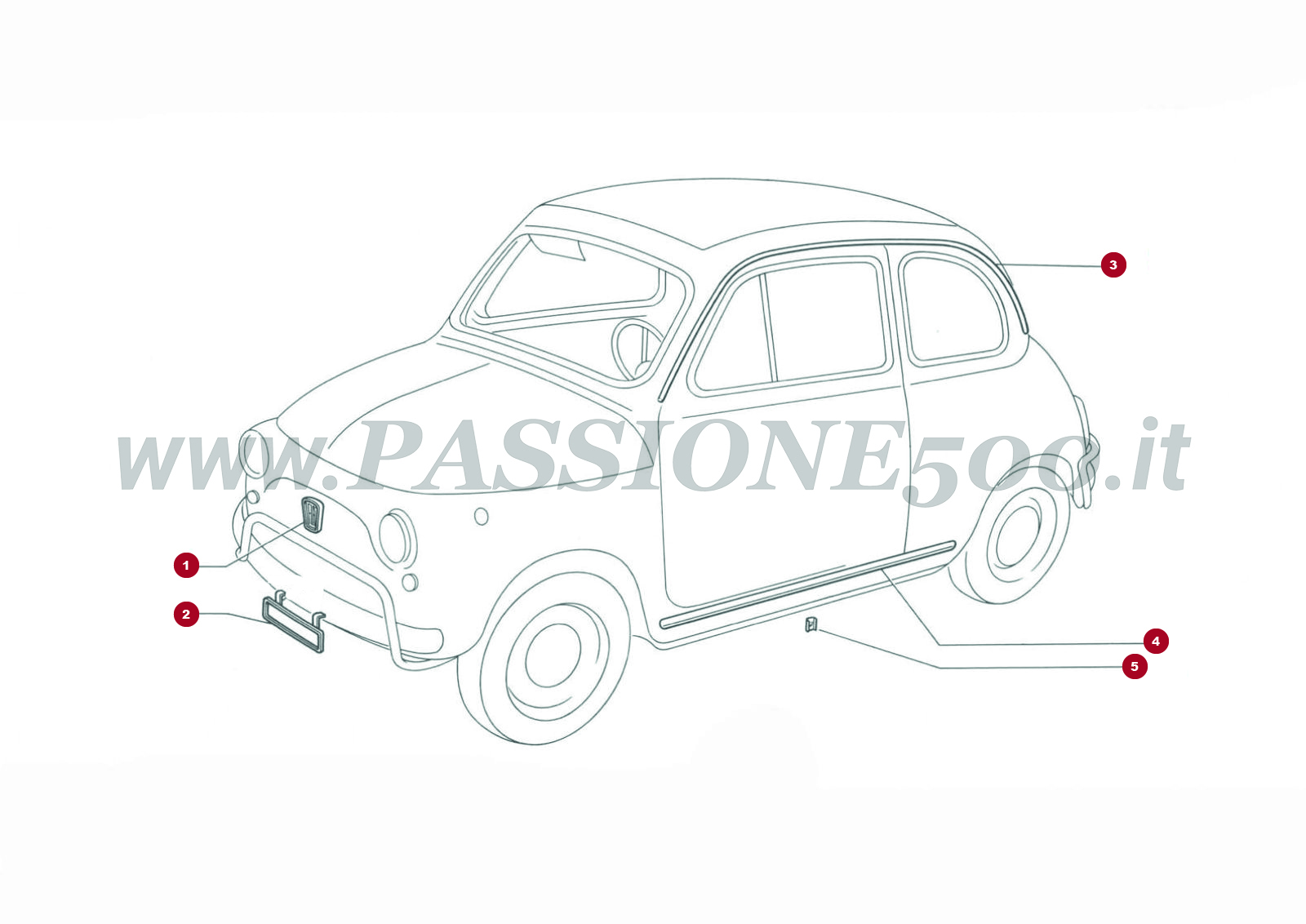 ESPLOSO 12C – Fregio frontale e modanature FIAT 500L