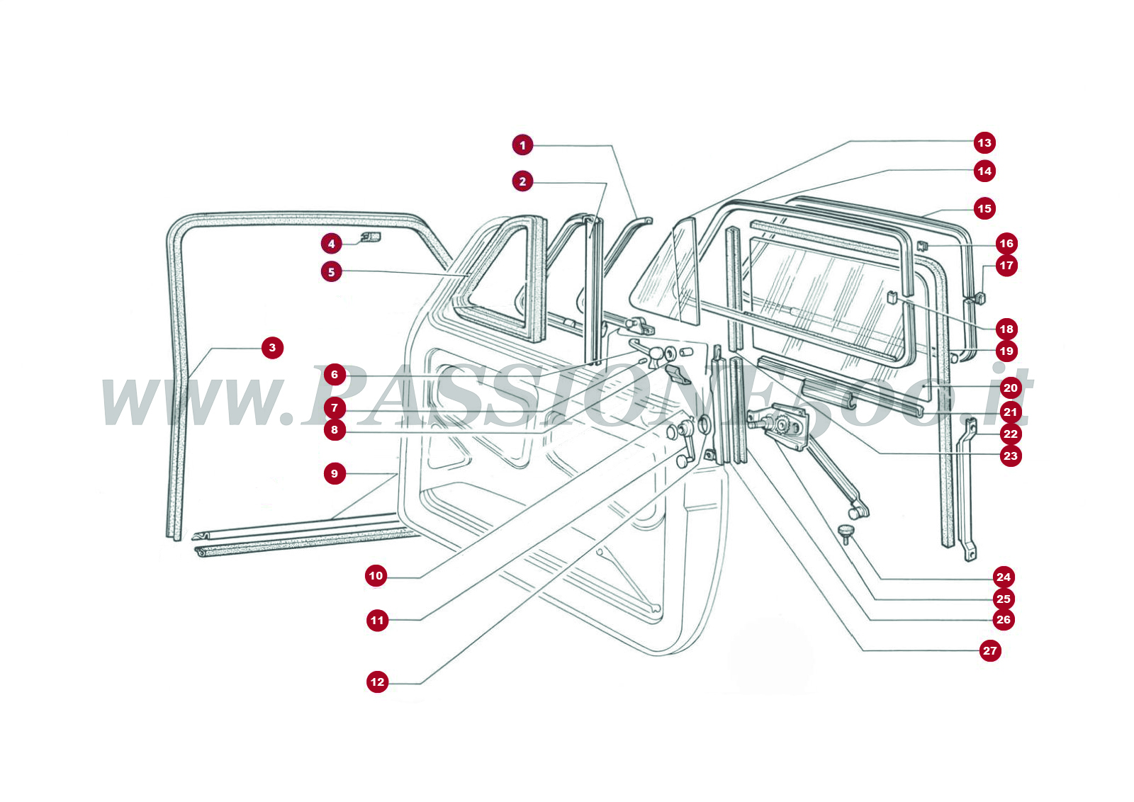 VUE EN ÈCLATÈ 7C – Portière et particulier FIAT 500L