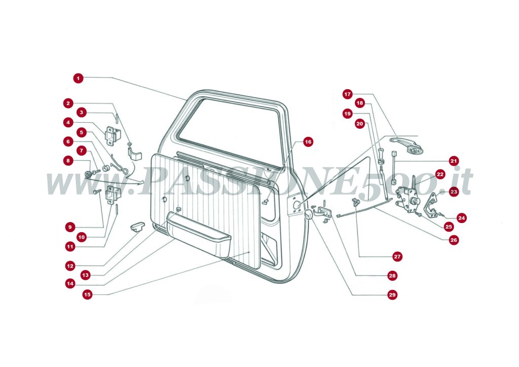 VUE EN ÈCLATÈ 7C/1 – Portière et particulier FIAT 500L