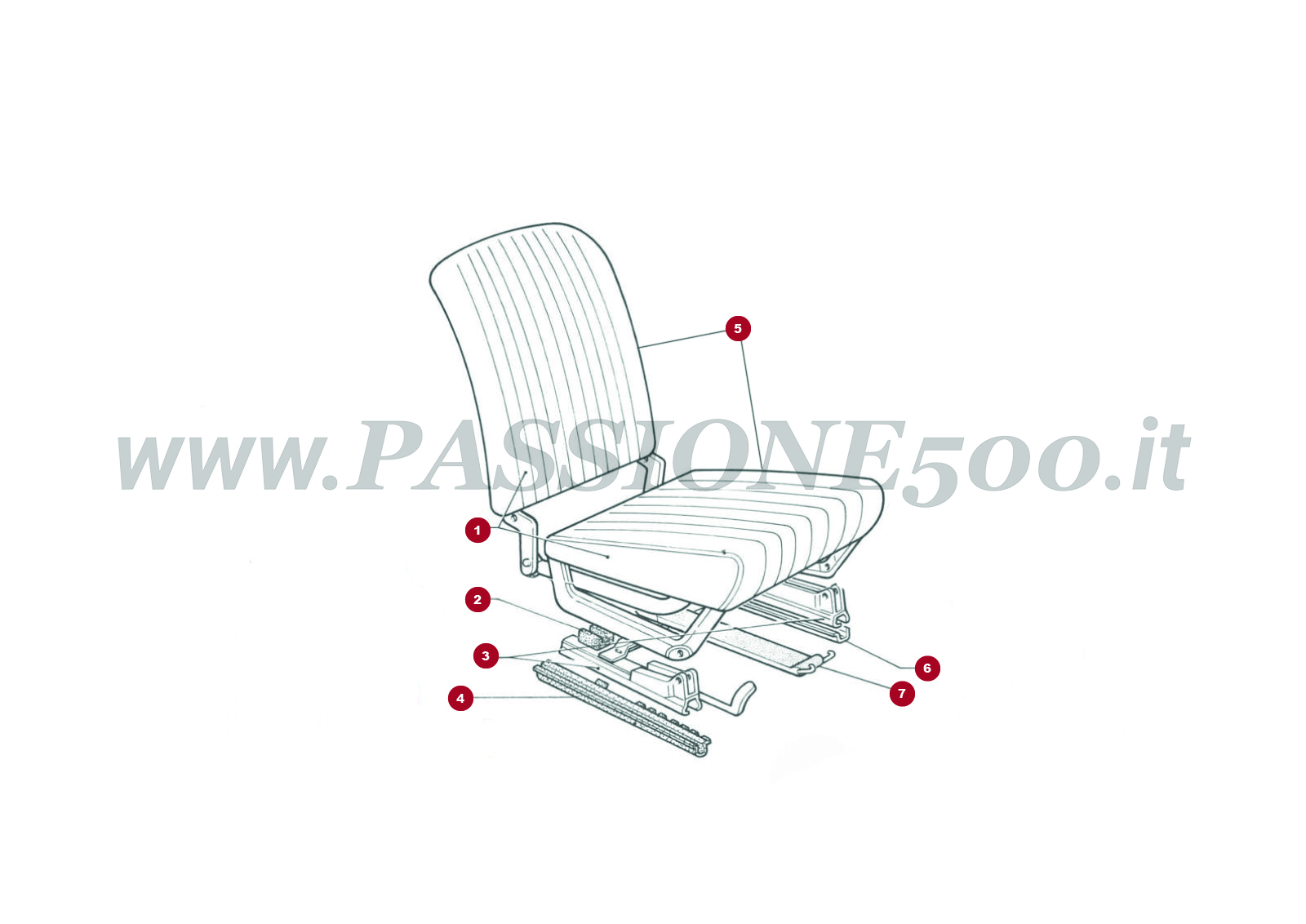 ESPLOSO 16C – Sedili anteriori e particolari FIAT 500L