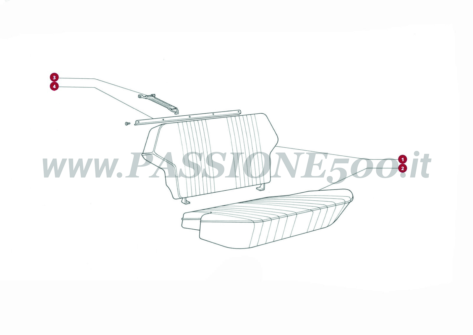 ESPLOSO 18C – Sedile posteriore e particolari FIAT 500L