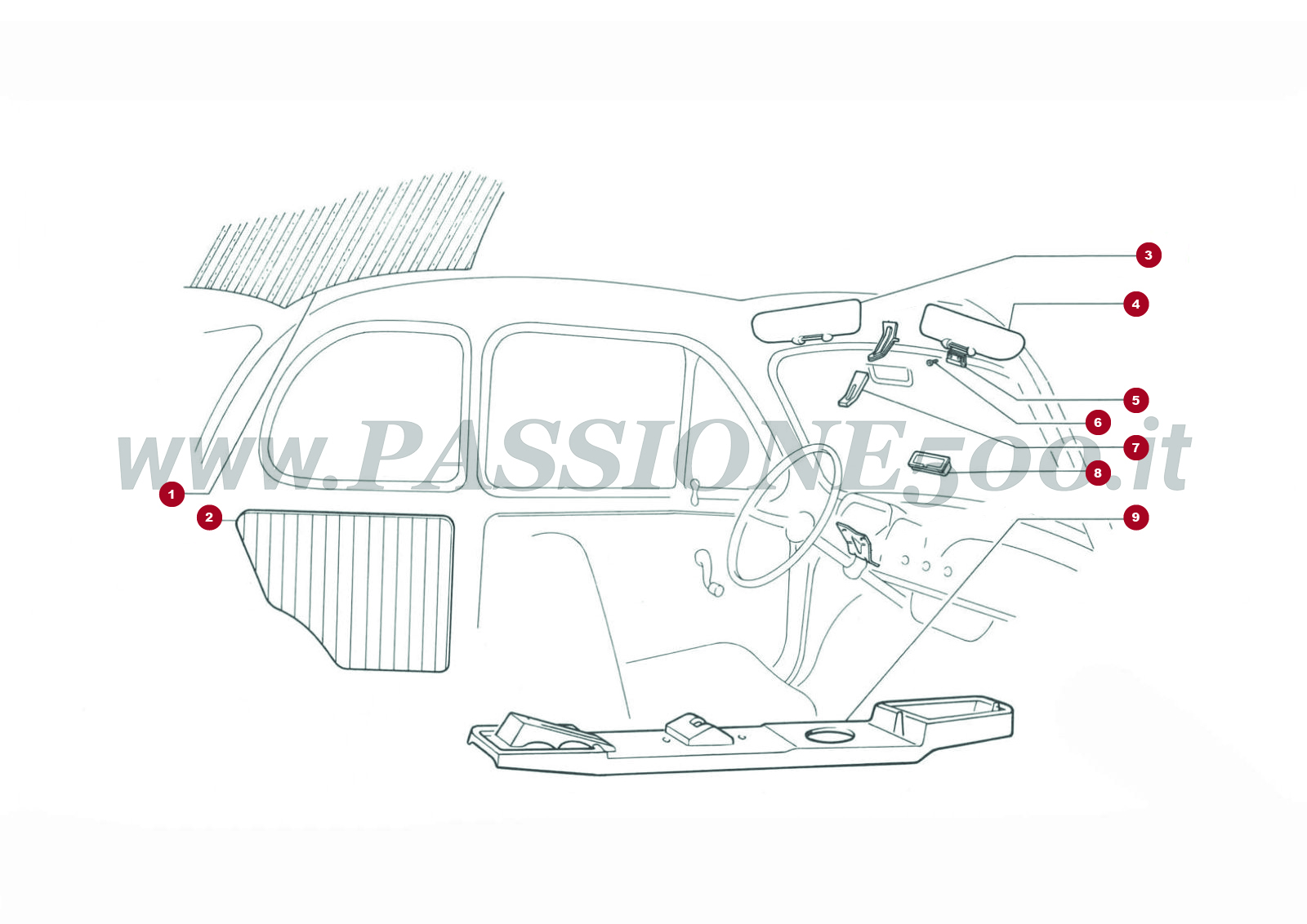 ESPLOSO 19C – Particolari interni FIAT 500L