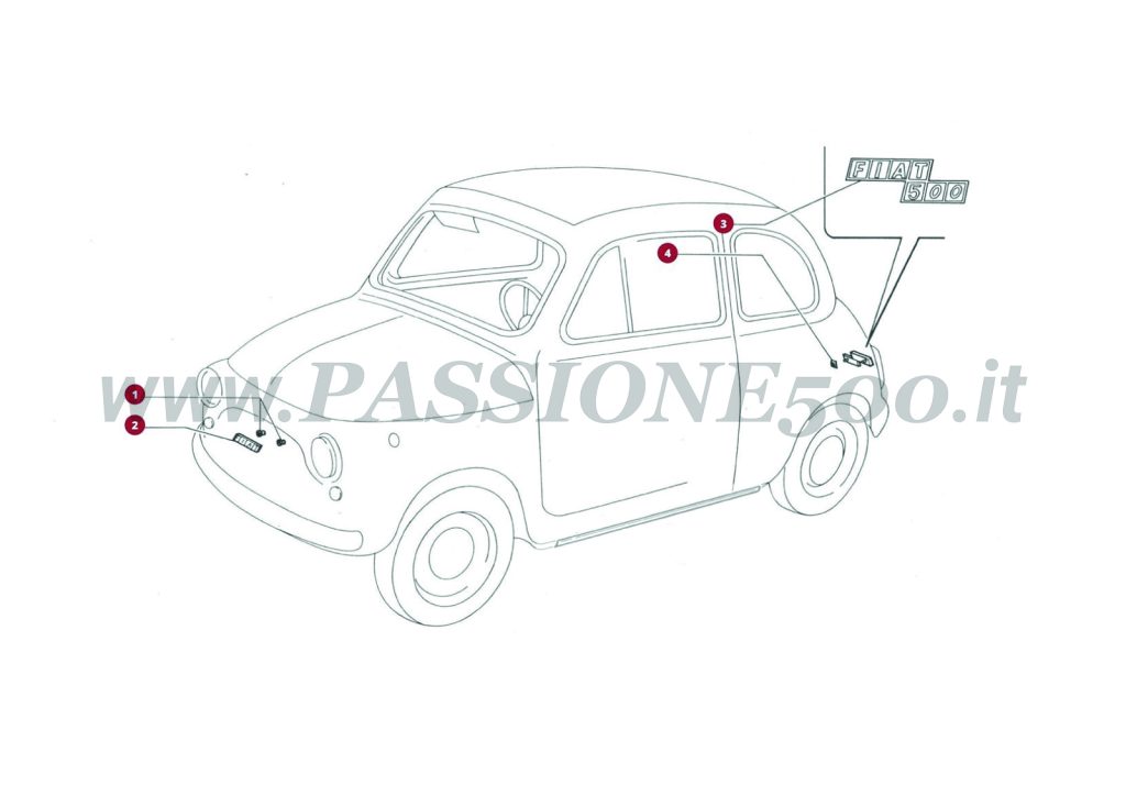 EXPLODED VIEW 12C – Emblems FIAT 500R