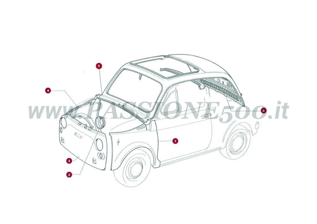EXPLODED VIEW 5C – Front external body parts FIAT 500R