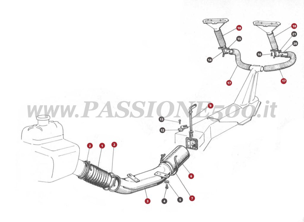 EXPLODED VIEW 33M – Heating system FIAT 500N