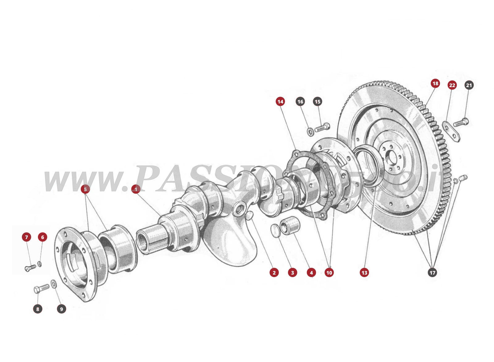 EXPLODED VIEW 3M – Crankshaft FIAT 500N