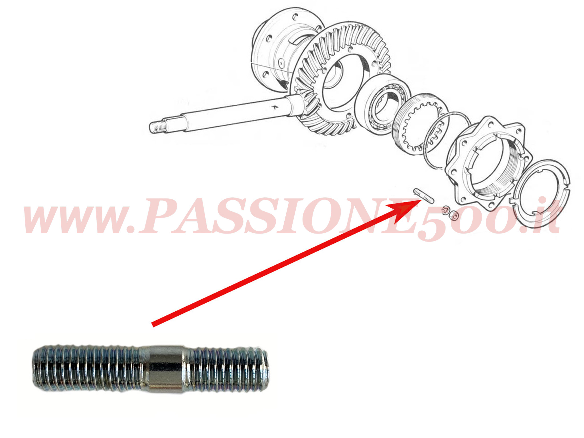 prigioniero flangia differenziale Fiat 500