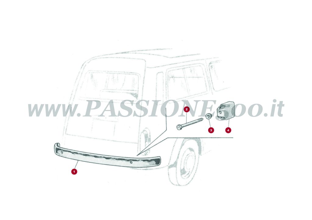 EXPLOSIONSZEICHNUNG 16C – Stoßstange hinter und sonstiges FIAT 500 Giardiniera Base D