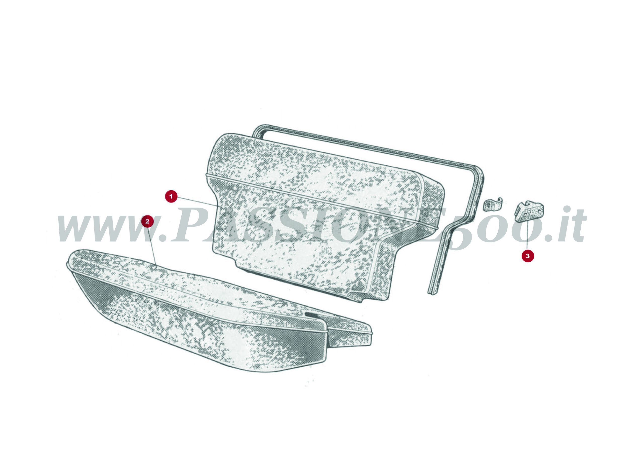 ESPLOSO 18C – Sedile posteriore e particolari FIAT Autobianchi 500 Giardiniera Base F