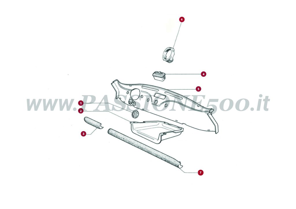 EXPLODED VIEW 2C – Dashboard panel and parts FIAT 500R