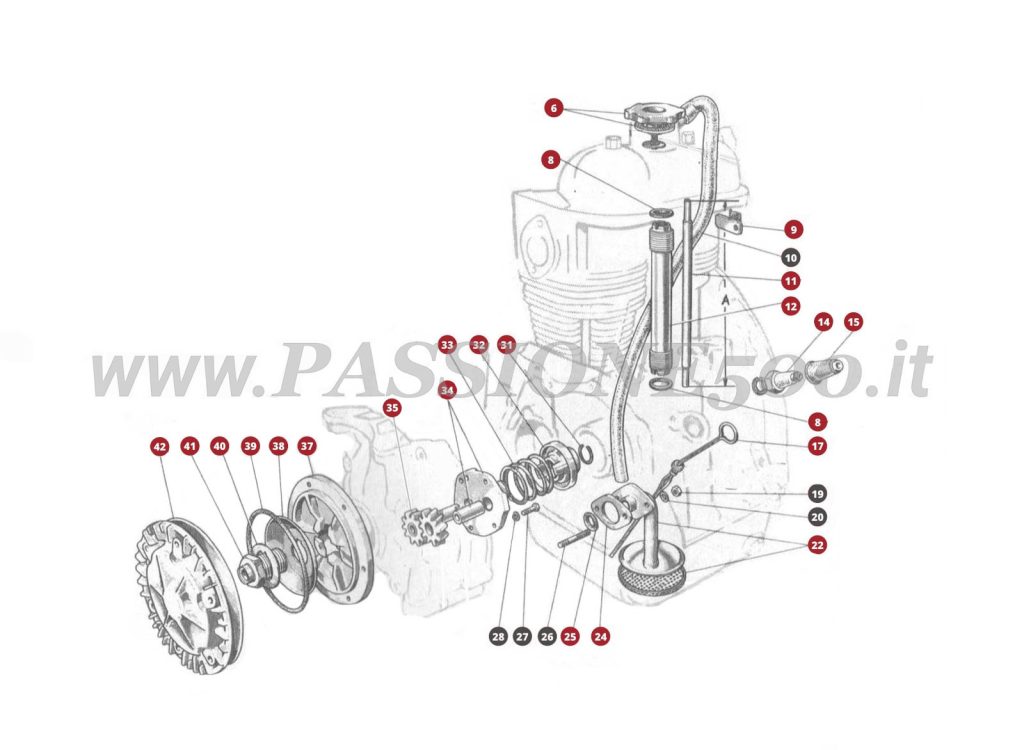 EXPLODED VIEW 12M – Oil system FIAT 500N