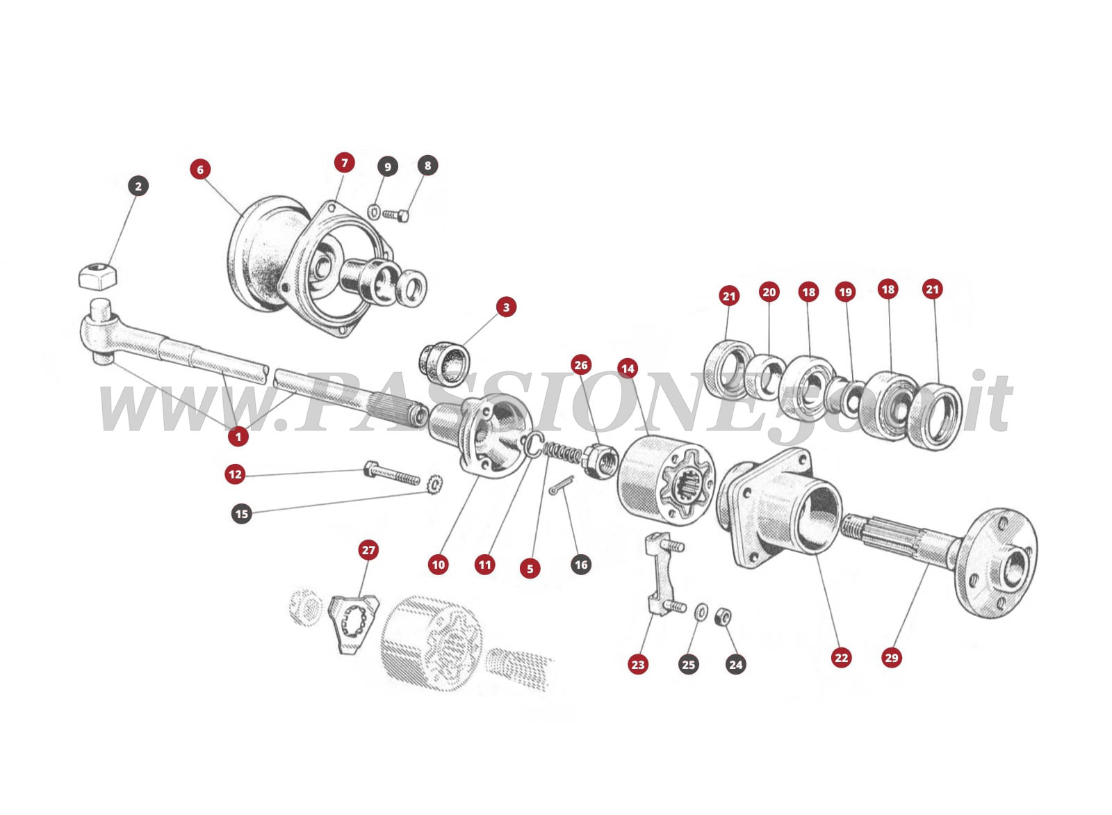 EXPLODED VIEW 22M – Axel shaft system FIAT 500N