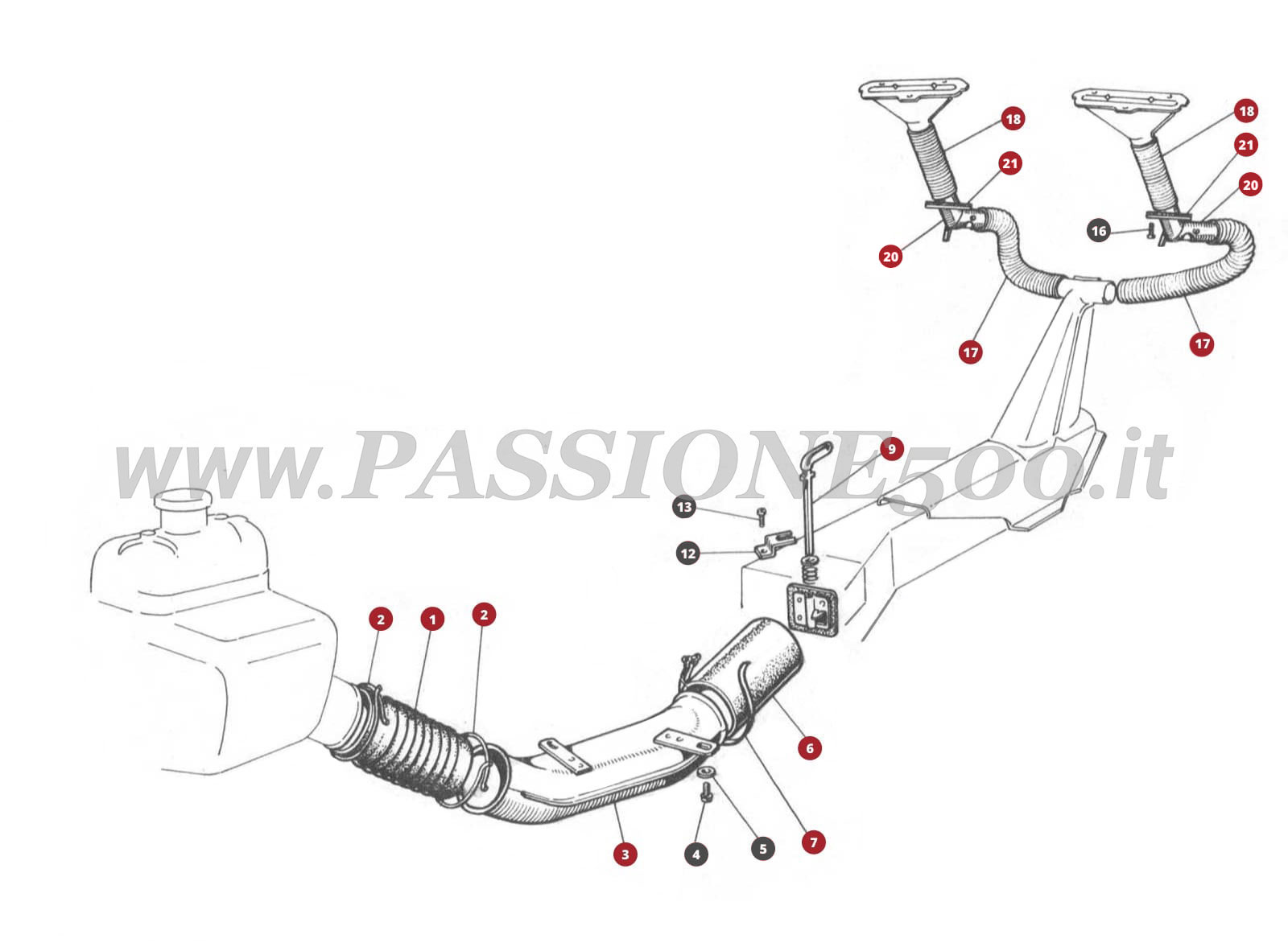 EXPLODED VIEW 33M – Heating system FIAT 500D