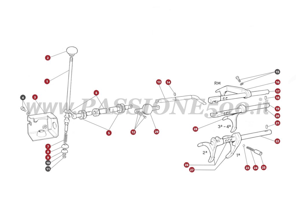 ESPLOSO 20M – Comando a mano cambio di velocitร FIAT 500L