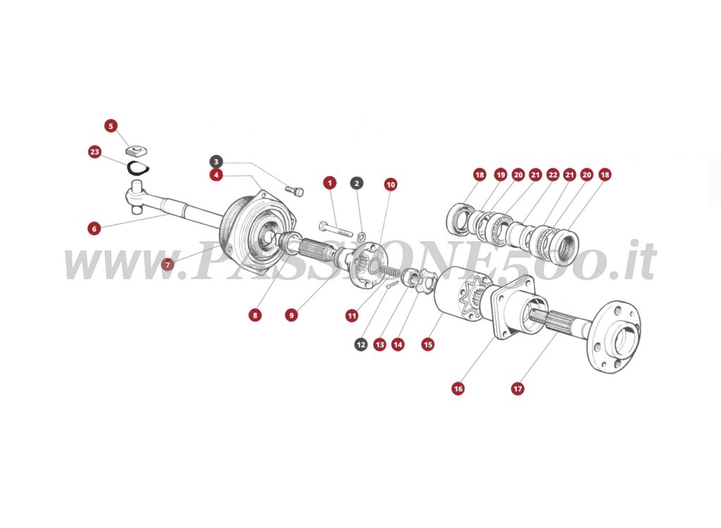 ESPLOSO 22M – Trasmissione semiassi FIAT 500L