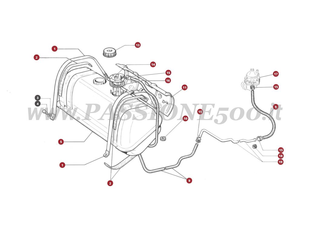 ESPLOSO 7M – Serbatoio e alimentazione benzina FIAT 500L