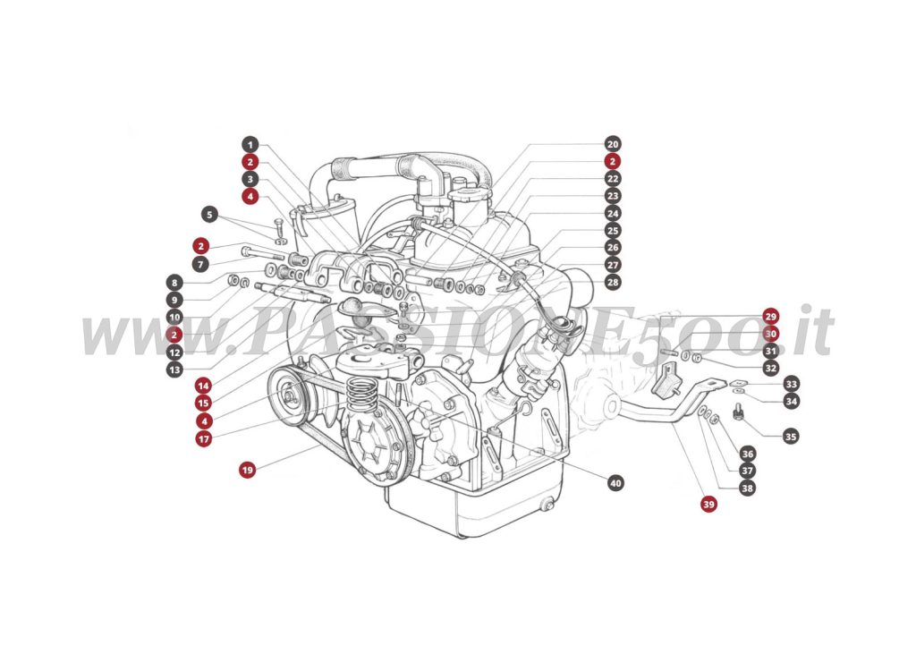 ESPLOSO 26M – Sospensione motore e cambio FIAT 500L