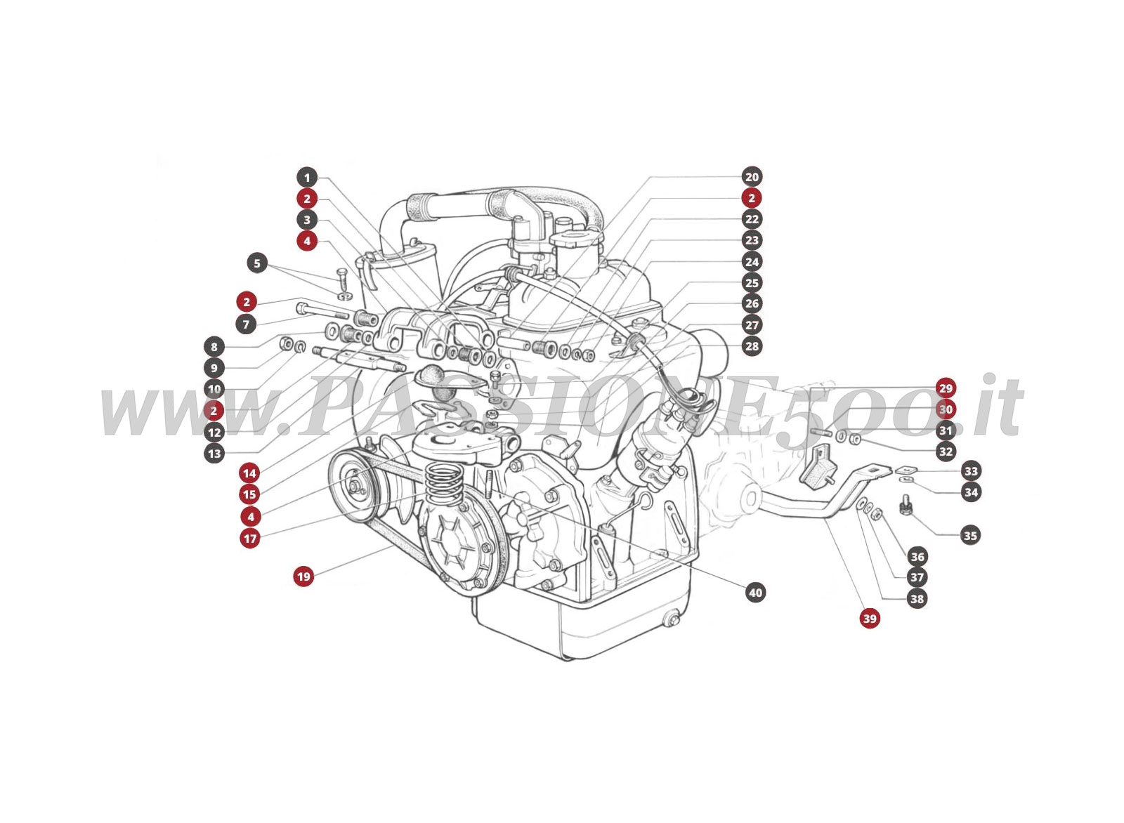 VUE EN ÈCLATÈ 26M – Suspension moteur et boite de vitesses FIAT 500L