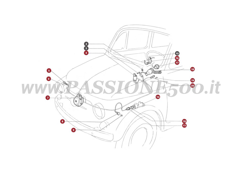 EXPLOSIONSZEICHNUNG 34/2M – Signalisiervorrichtungen FIAT 500F